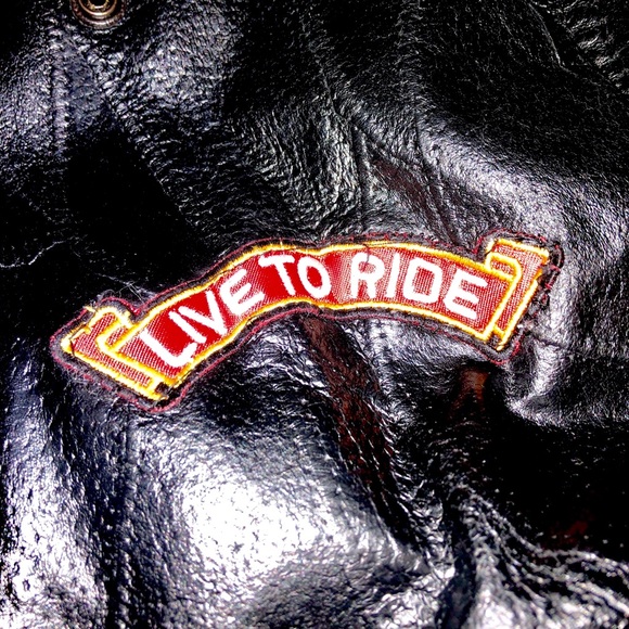 Vintage Oversized USA Leather Jacket with Patches - Picture 3 of 4